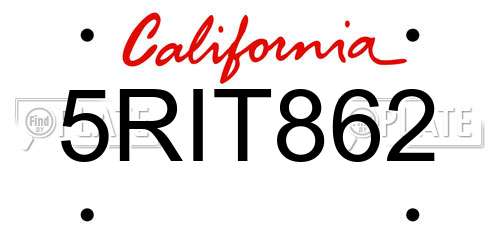 5RIT862 California License Plate
