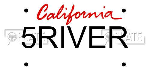 5RIVER California License Plate