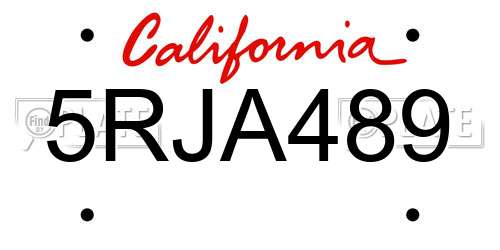 5RJA489 California License Plate