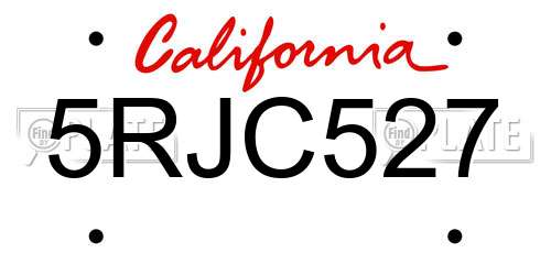 5RJC527 California License Plate
