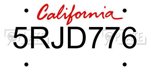 5RJD776 California License Plate