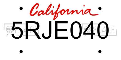 5RJE040 California License Plate