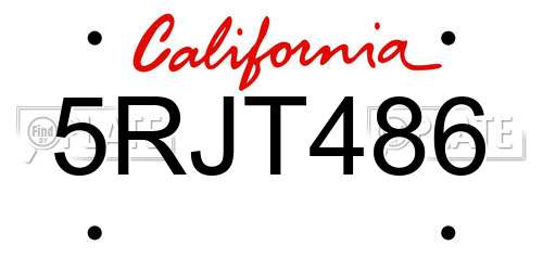 5RJT486 California License Plate