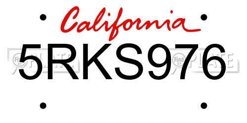 5RKS976 California License Plate