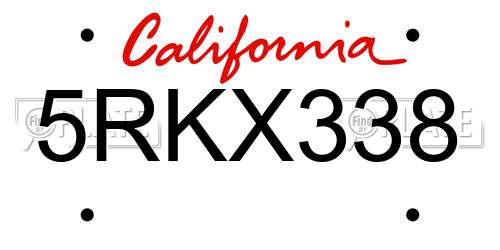 5RKX338 California License Plate