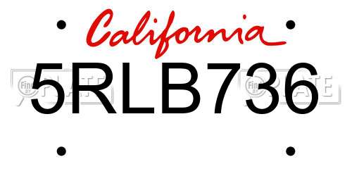 5RLB736 California License Plate