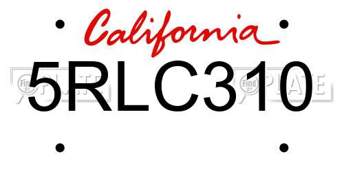 5RLC310 California License Plate
