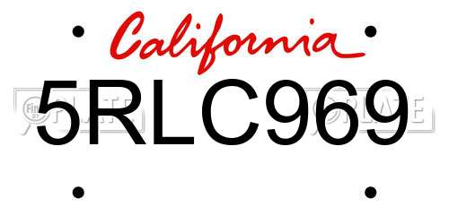 5RLC969 California License Plate