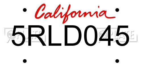 5RLD045 California License Plate