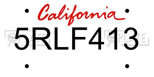 5RLF413 California License Plate