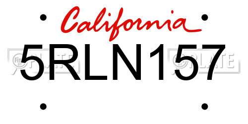 5RLN157 California License Plate