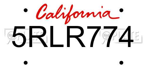 5RLR774 California License Plate