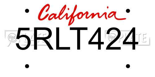 5RLT424 California License Plate