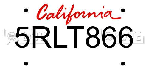 5RLT866 California License Plate