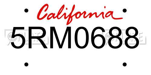 5RM0688 California License Plate