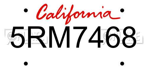 5RM7468 California License Plate