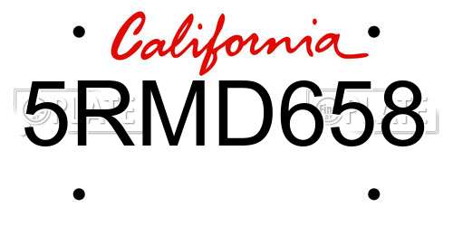 5RMD658 California License Plate