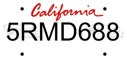 5RMD688 California License Plate