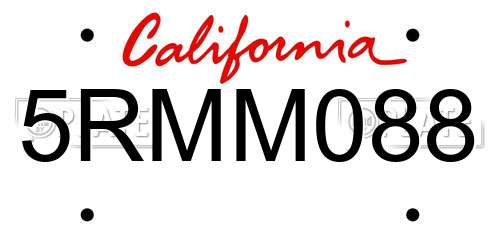 5RMM088 California License Plate