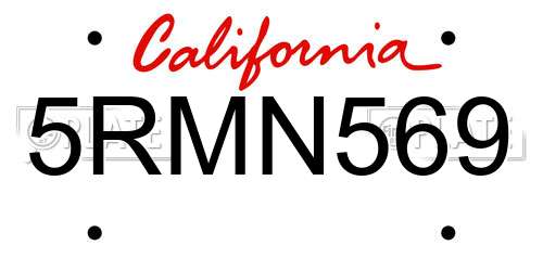 5RMN569 California License Plate