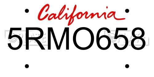 5RMO658 California License Plate