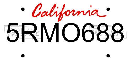 5RMO688 California License Plate