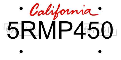 5RMP450 California License Plate