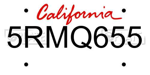 5RMQ655 California License Plate