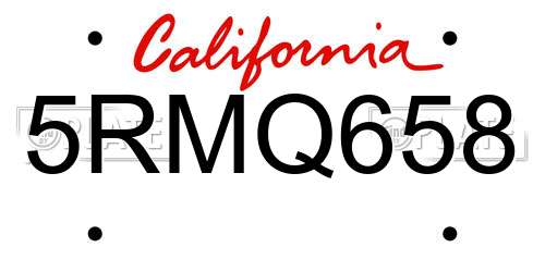 5RMQ658 California License Plate