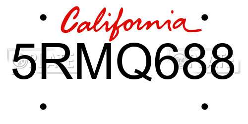 5RMQ688 California License Plate