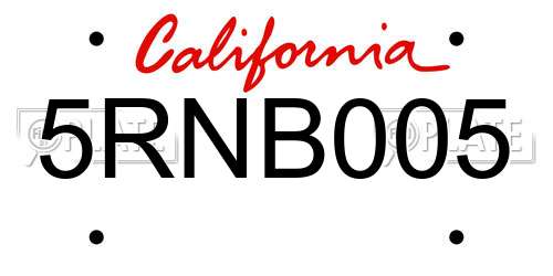 5RNB005 California License Plate