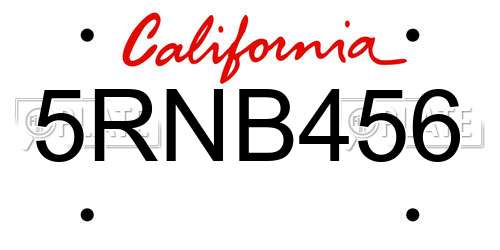5RNB456 California License Plate