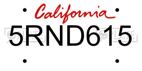 5RND615 California License Plate