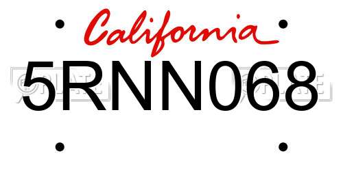 5RNN068 California License Plate