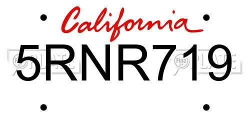 5RNR719 California License Plate