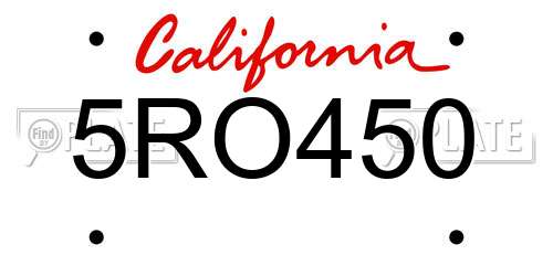 5RO450 California License Plate