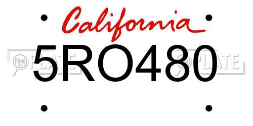 5RO480 California License Plate