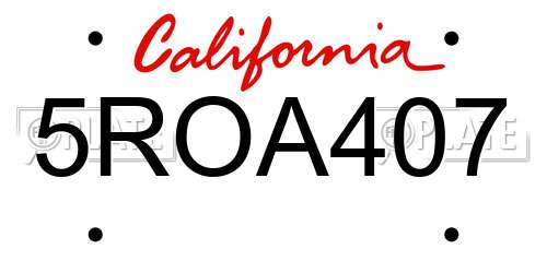 5ROA407 California License Plate