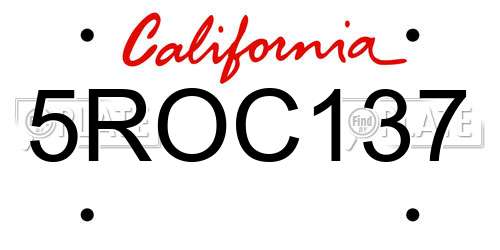 5ROC137 California License Plate