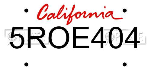 5ROE404 California License Plate