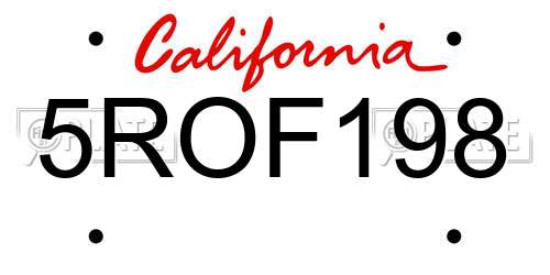 5ROF198 California License Plate