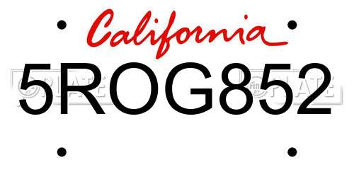 5ROG852 California License Plate