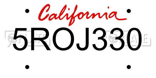 5ROJ330 California License Plate