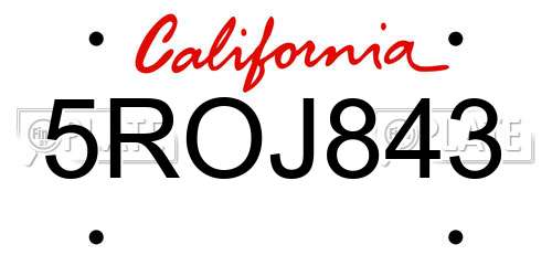 5ROJ843 California License Plate