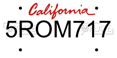 5ROM717 California License Plate
