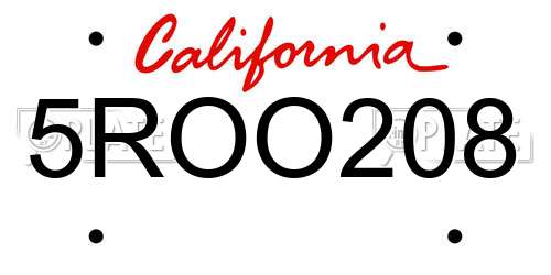 5ROO208 California License Plate
