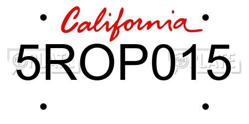 5ROP015 California License Plate