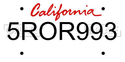 5ROR993 California License Plate