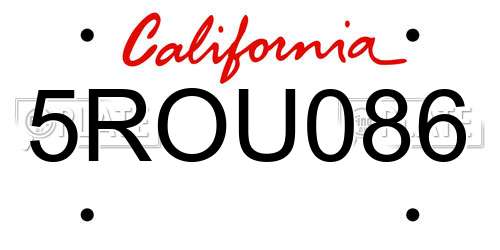 5ROU086 California License Plate