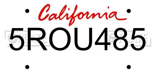 5ROU485 California License Plate